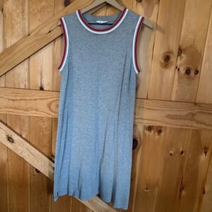 THML Knit Shift Dress Grey Red White Striped Trim Preppy Tennis College Medium